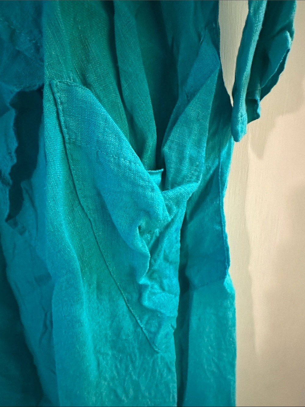 Lightweight Linen Teal Open-Front Coverup by Devitalia - Picture 3 of 5